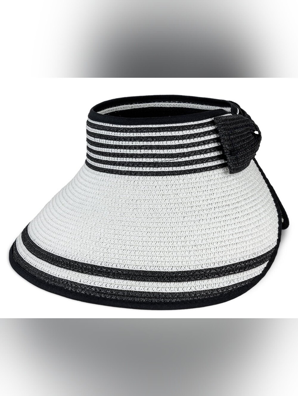 MAGID WOMEN'S PAPER STRAW ROLL UP SUN VISOR WITH VELCRO BOW